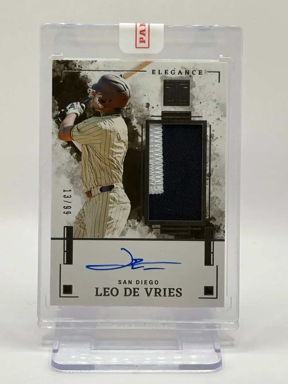 2025 Panini Impeccable Leo De Vries Encased Jersey Patch Auto 13/99 SP Athletics